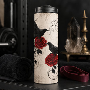 Bouteilles Isothermes Roses cramoisies des corbeaux gothiques vintage