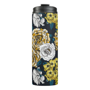 Bouteilles Isothermes Roses jaunes, blanches et bicolores avec des feuil