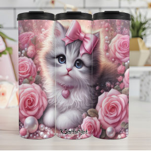 Bouteilles Isothermes Roses roses roses Fluffantes Blanc Kitten Rose