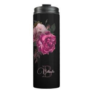 Bouteilles Isothermes Roses roses roses noires vintages Nom Monogramme