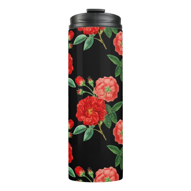Bouteilles Isothermes Roses Rouges, Fond Noir, (Devant)