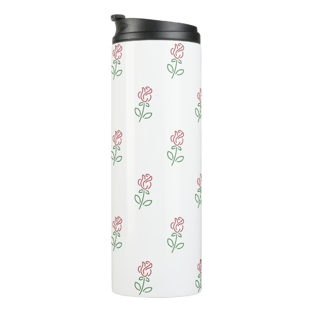 Bouteilles Isothermes Roses Rouges, Motif De Roses, Fleurs (Tourné sur la droite)