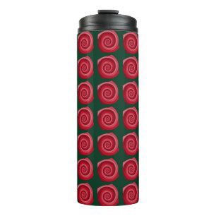 Bouteilles Isothermes Roses rouges sur un fond vert abstrait, fond