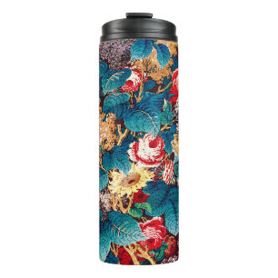 Bouteilles Isothermes Roses rouges vintages et motif floral lilas