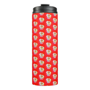 Bouteilles Isothermes Rouge avec de petits dessins d'art sur elle thermo