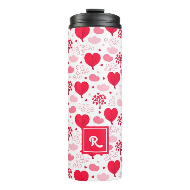 Bouteilles Isothermes Rouge & blanc Valentine's arbre forme coeurs motif (Devant)
