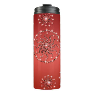 BOUTEILLES ISOTHERMES ROUGE BRILLANT AVEC MOTIFS JEWEL EN ARGENT
