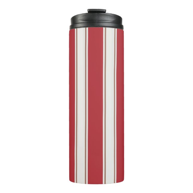 Bouteilles Isothermes Rouge Classique, Blanc et Rayures de Souris Mocha (Devant)