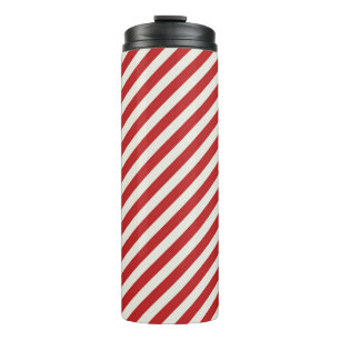 Bouteilles Isothermes Rouge & Crème Beige Blanc Rayure Noël Fêtes