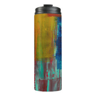 BOUTEILLES ISOTHERMES ROUGE JAUNE BLEU ET BLANC PEINTURE ABSTRAITE