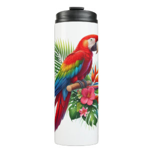Bouteilles Isothermes Rouge macaw tropical floral