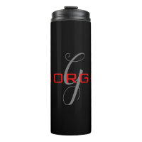 Rouge noir Votre nom Monogramme initial Moderne