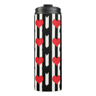 Bouteilles Isothermes Rouge rayé Noir Amour Coeur Motif Design