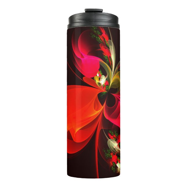 Bouteilles Isothermes Rouge Vert Floral Moderne Art Abstrait Motif #02 (Devant)