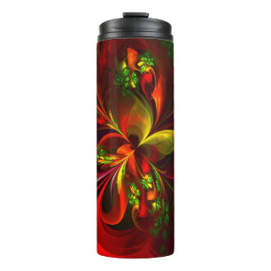 Bouteilles Isothermes Rouge vert moderne Floral Abstrait Art Motif #05