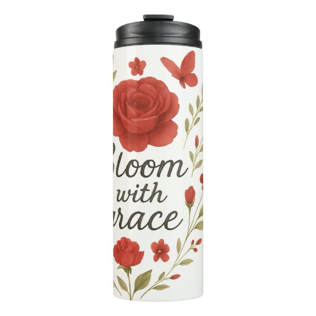 Bouteilles Isothermes Rouges Rouges Tourisme Tumbler - 'Bloom Fiercely'  (Devant)
