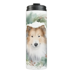Bouteilles Isothermes Rough Collie Christmas Wreath Festive Pup