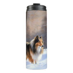 Bouteilles Isothermes Rough Collie Vive la neige Noël