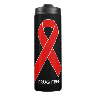 Bouteilles Isothermes Ruban de sensibilisation rouge + votre message