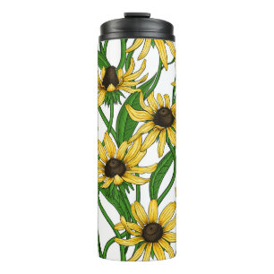 Bouteilles Isothermes Rudbekia jaune sur blanc