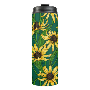 Bouteilles Isothermes Rudbekia jaune sur vert foncé