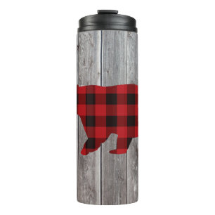 Bouteilles Isothermes ruodland barn wood red buffalo plaid bear