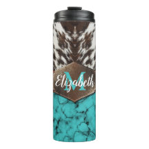Russe Occidental Turquoise Cowhide Thermal Tumbler