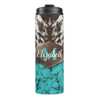 Bouteilles Isothermes Russe Occidental Turquoise Cowhide Thermal Tumbler
