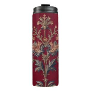 Bouteilles Isothermes Sac broderie medievale fleurie en rouge bordeaux