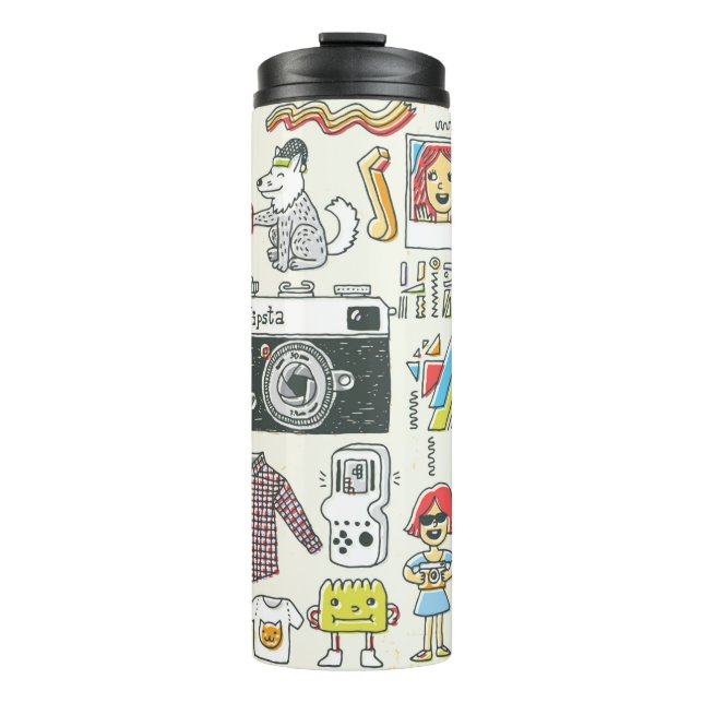 Bouteilles Isothermes Sac de Hipster sangle dessiné à la main jeu de doo (Devant)