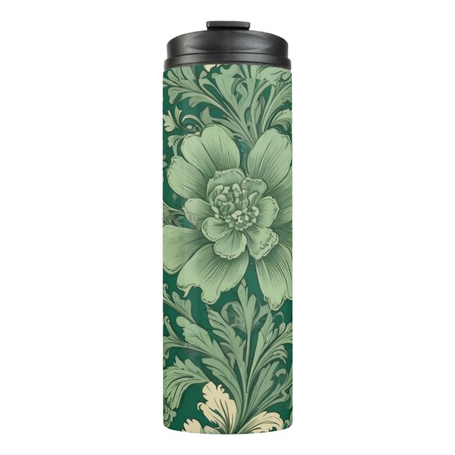 Bouteilles Isothermes Sage Vert Vintage motif floral (Devant)
