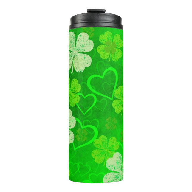 Bouteilles Isothermes Saint Patrick's Day Shamrocks et coeurs (Devant)