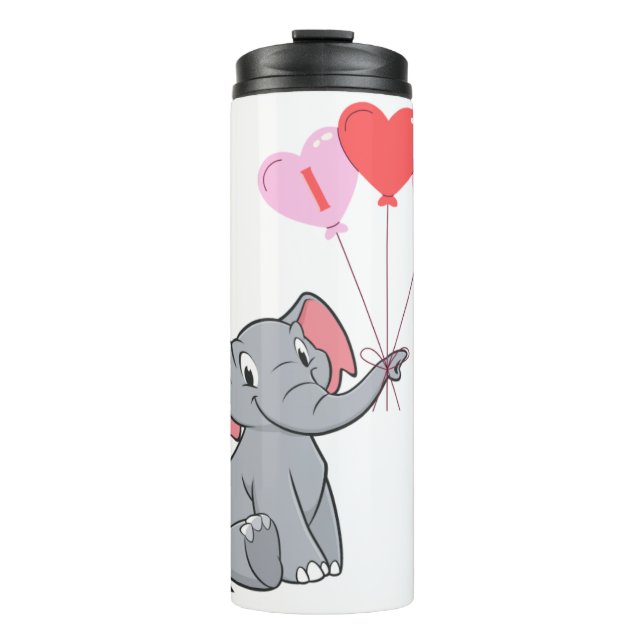 Bouteilles Isothermes Saint Valentin mignon Je t'aime coeur éléphant (Devant)