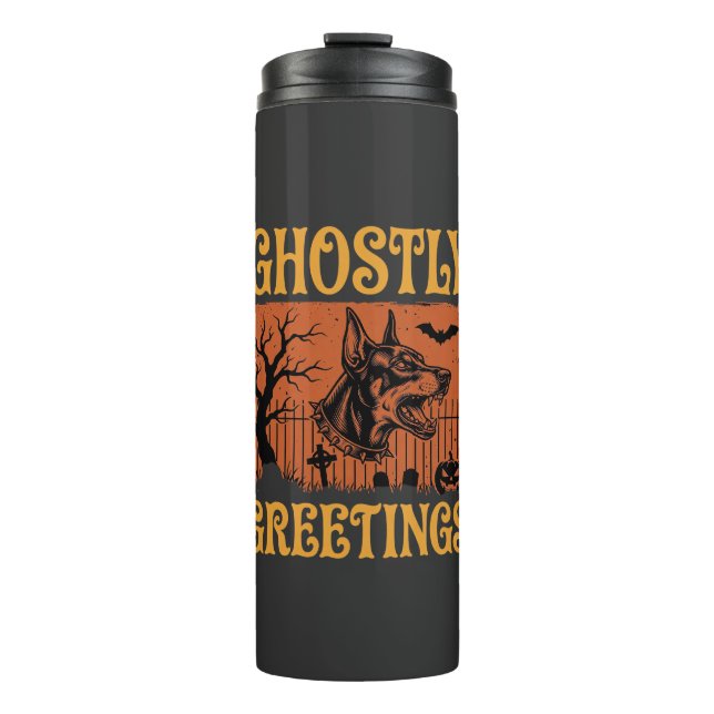 Bouteilles Isothermes Salutations Fantomatiques Halloween Doberman Cimet (Devant)