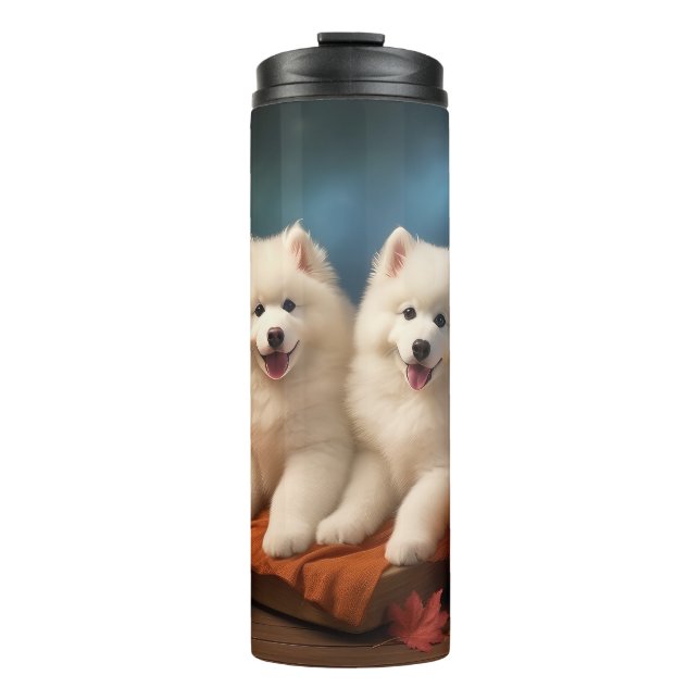 Bouteilles Isothermes Samoyed Chiot Automne Citrouille de plaisir (Devant)