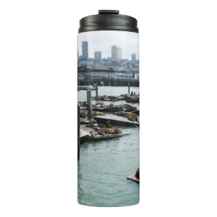 Bouteilles Isothermes San Francisco et Otaries de Pier 39 Ciel de la vil