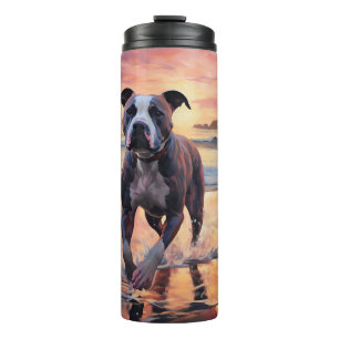 Bouteilles Isothermes Sandy American Staffordshire Dog on Beach Sunset