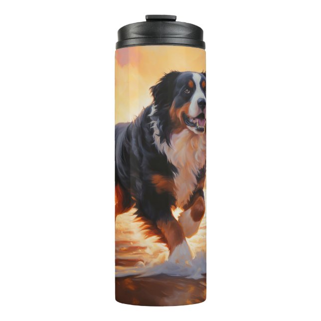 Bouteilles Isothermes Sandy Paws Bernese Mountain Dog on Beach Sunset (Devant)