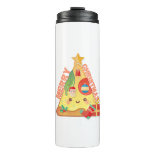 Bouteilles Isothermes Sapin de Noël Pizza Happy - Style Dessin Animé