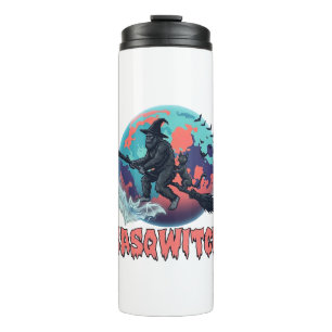 Bouteilles Isothermes Sasqwitch Bigfoot Sorcière Balai Chat Noir Lune Ha