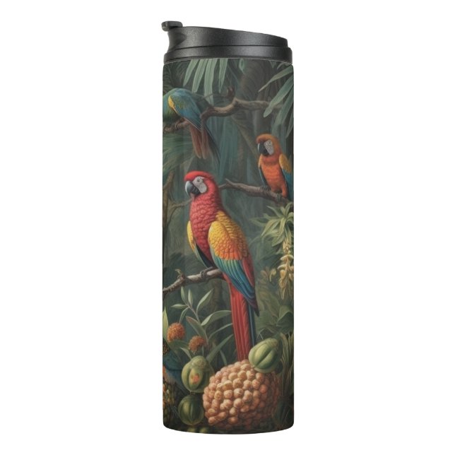 Bouteilles Isothermes Scène botanique de perroquets et ananas (Tourné sur la droite)