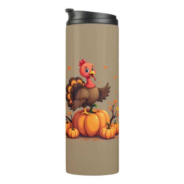 Bouteilles Isothermes Scène de Thanksgiving avec dinde mignonne et citro (Tourné sur la droite)