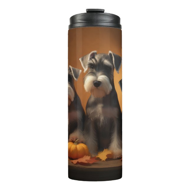 Bouteilles Isothermes Schnauzer Chiot Automne Citrouille de plaisir (Devant)