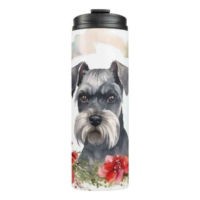 Bouteilles Isothermes Schnauzer Christmas Wreath Festive Pup (Devant)