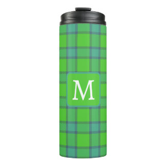 Bouteilles Isothermes  Scottish green &blue Plaid tartan monogram