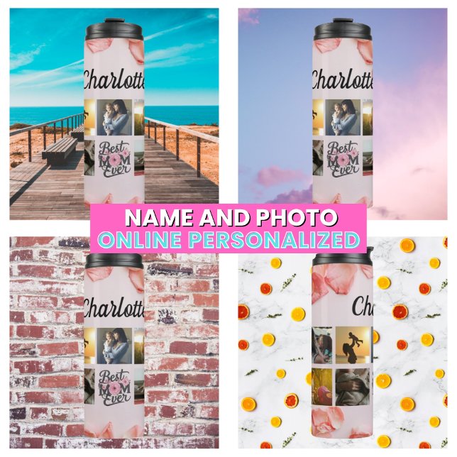 Bouteilles Isothermes Script Floral Rose Meilleure Maman Collage Photo (Script Floral Pink Best Mom Ever Mom Photo Collage Thermal Tumbler
)