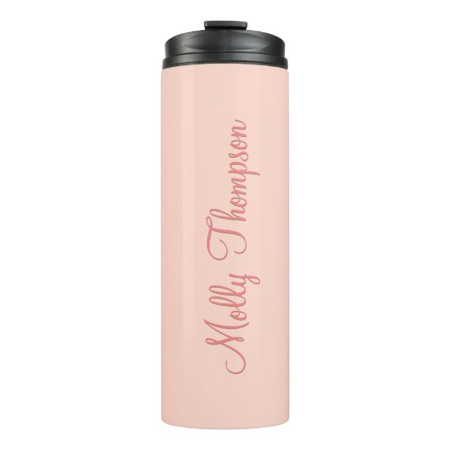 Bouteilles Isothermes Script rose doux féminin moderne Nom personnalisé (Devant)