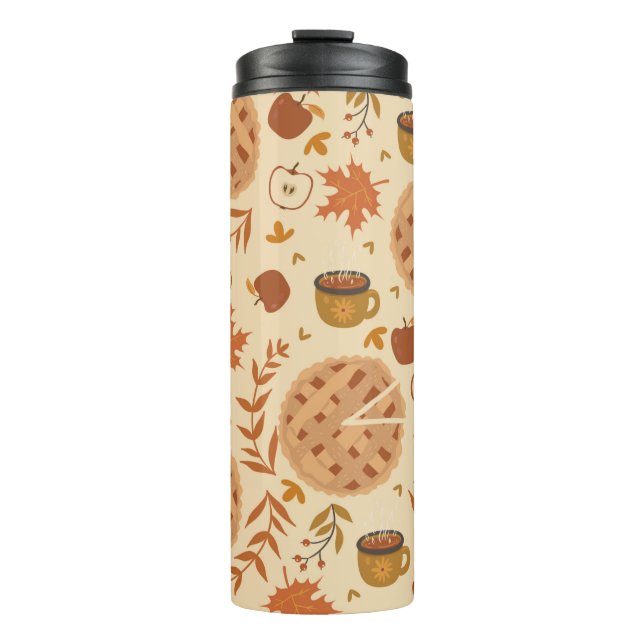 Bouteilles Isothermes Seamless pattern with apple pie, apples and mugs.  (Devant)