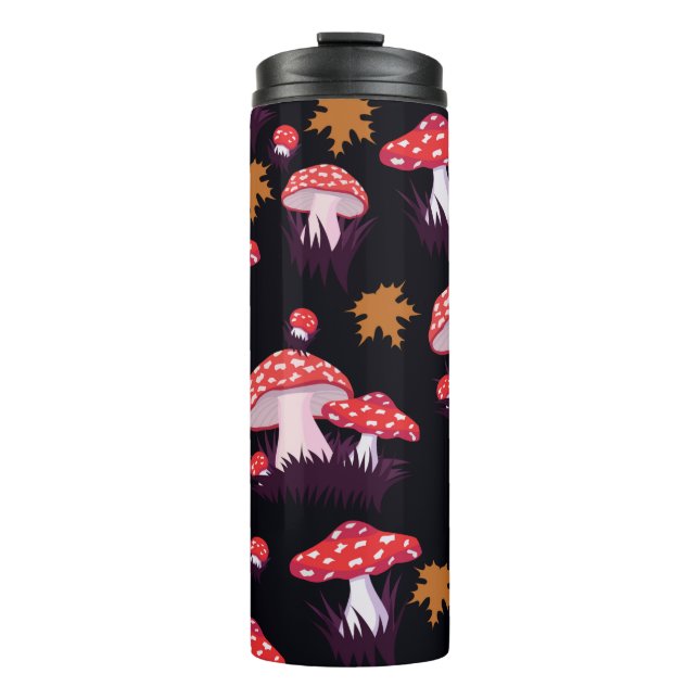Bouteilles Isothermes Seamless pattern with fly agaric and maple leaves. (Devant)