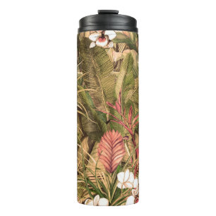 Bouteilles Isothermes Seamless pattern with tropical leaves and flowers.